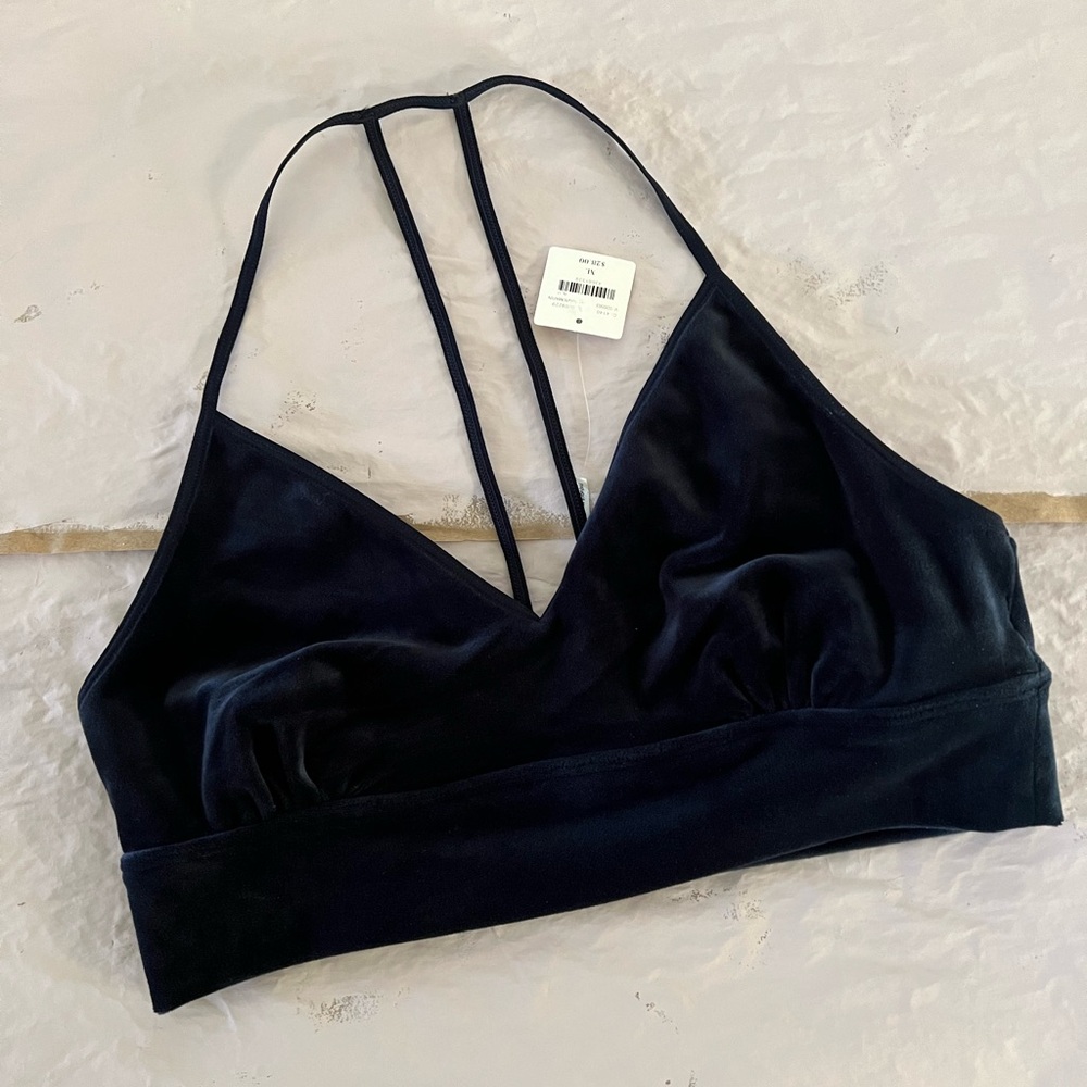 Anthropologie Deep Blue Velvet Bralette Size. XL